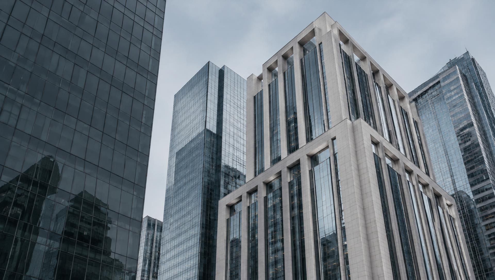 Modern financial district architecture